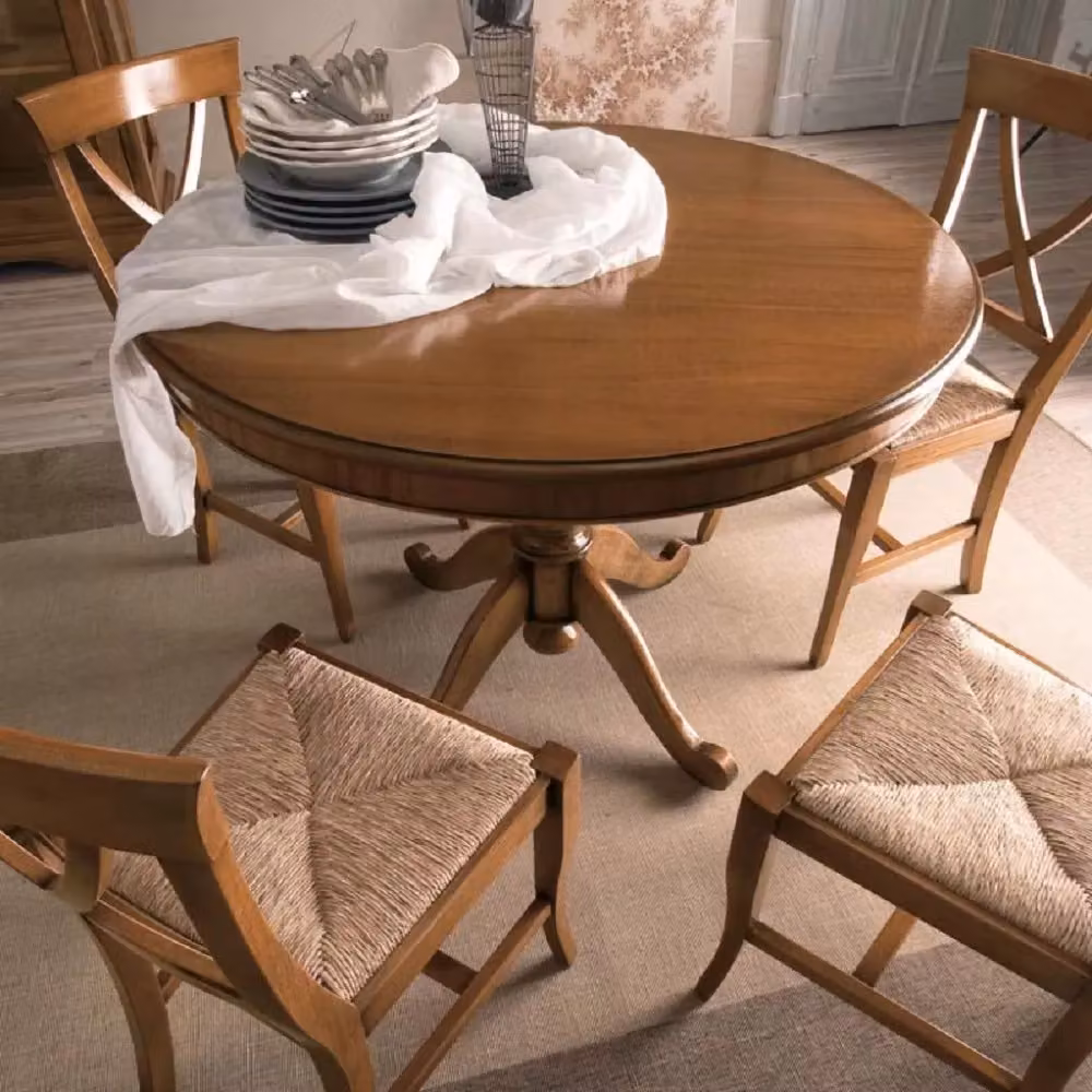 Tavolo rotondo moderno Mobili 2G in legno color noce L: 110 cm, P: 110 cm, H: 78 cm – 4