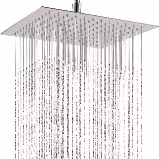 Soffione a pioggia da 30 cm, grande soffione quadrato in acciaio inossidabile ad alta pressione, effetto cascata, copertura totale del corpo con bocchetta in silicone