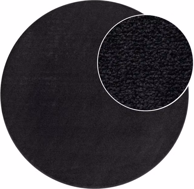 Tappeto rotondo nero moderno lavabile e antiscivolo diametro: 120 cm – 1