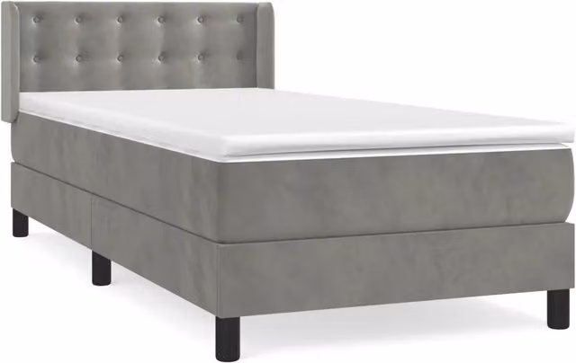 Letto singolo | Letto per adulti | Giroletto a Molle con Materasso Grigio Chiaro 100x200cm Velluto