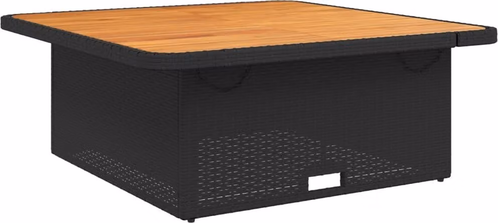 Tavolo da Giardino Nero 110x110x71 in Polyrattan e Legno Acacia