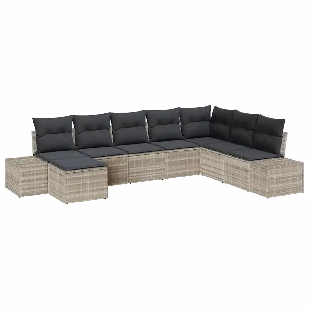 Set Divano da Giardino vidaXL 8 pz in Polyrattan Grigio con Cuscini e Struttura in Acciaio – 2