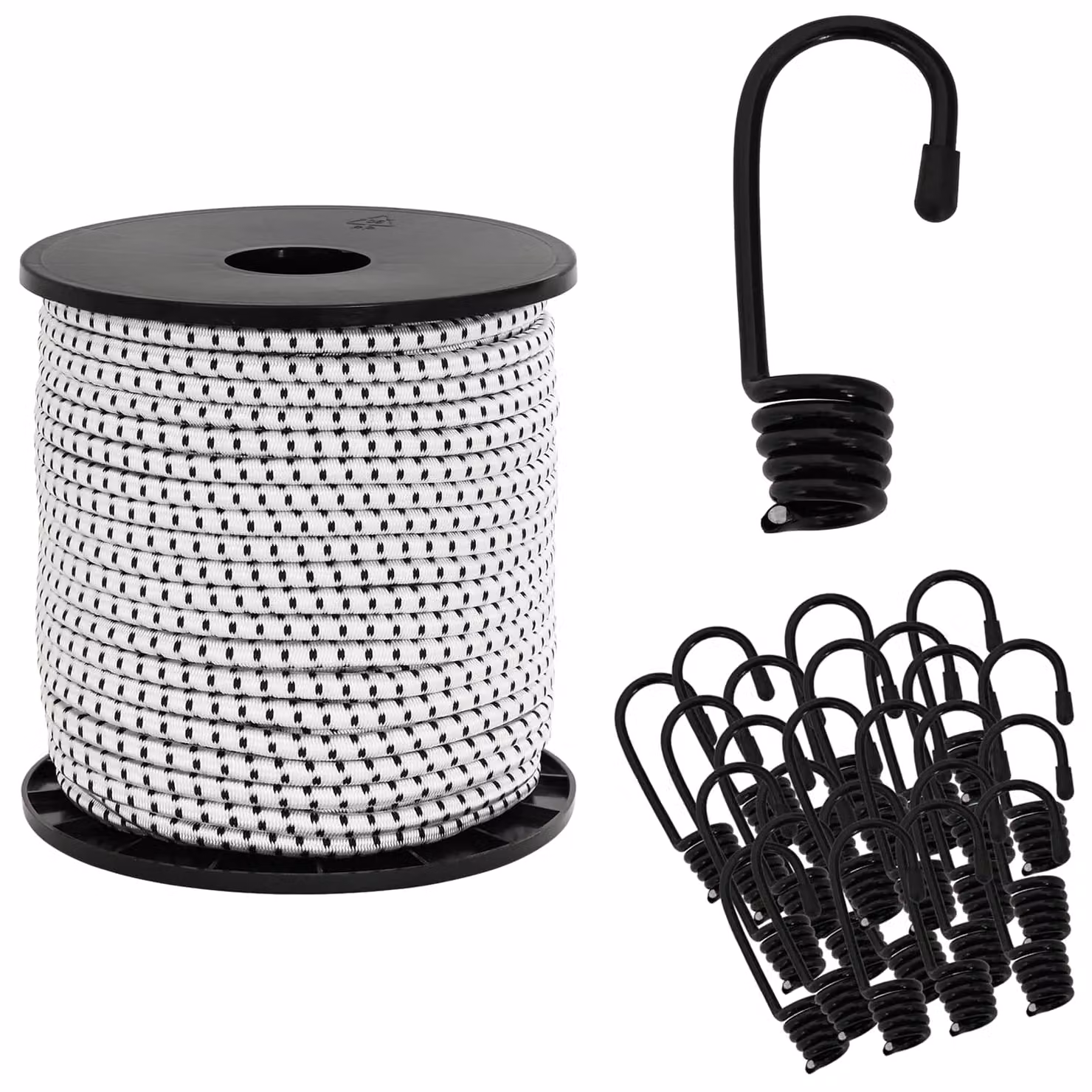 Corde Bungee con Ganci vidaXL in PP e gomma, Nero e Bianco, 6 mm