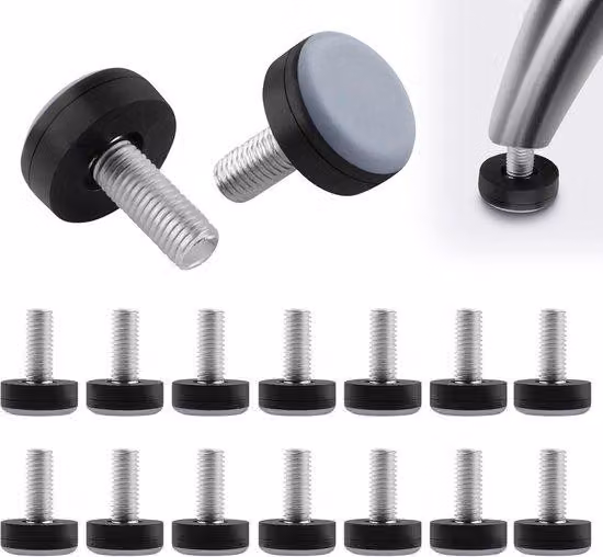 Set di piedini per tavoli, sedie e mobili, set da 16 pezzi, Ø 20 mm, piedini regolabili, viti, per sedie, tavoli, mobili e pavimenti