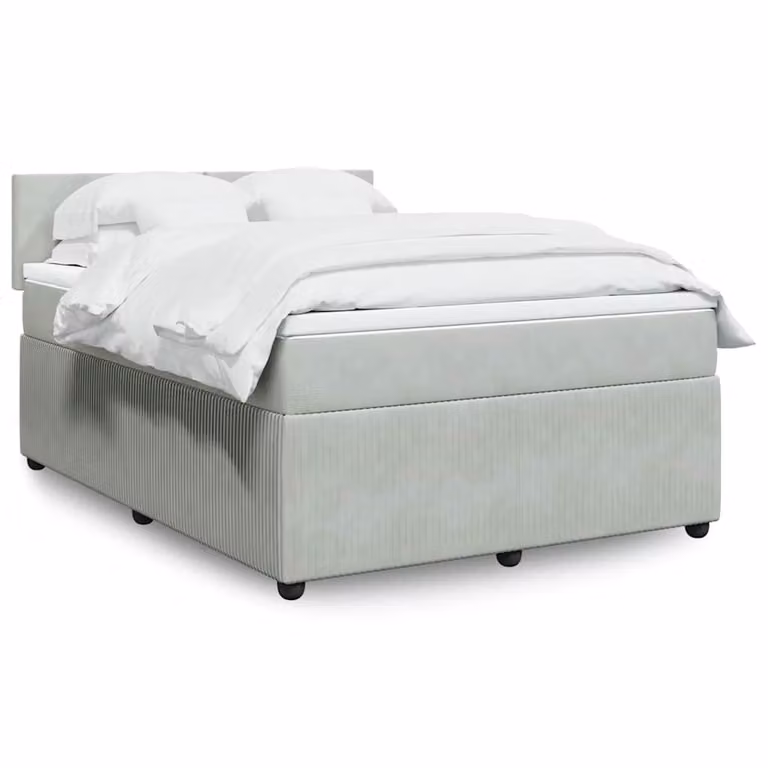 vidaXL Giroletto a Molle con Materasso Ibrido in Velluto Grigio Chiaro L/P/H: 160 x 200 cm