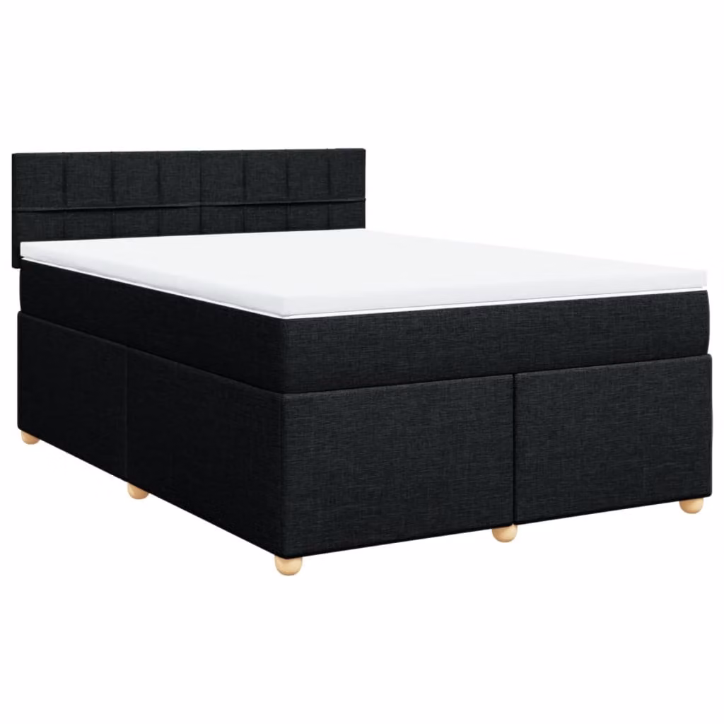Giroletto a Molle con Materasso Nero 140x200 cm in Tessuto