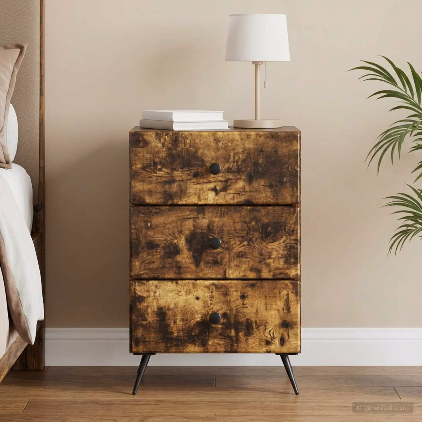 Armadio da notte moderno vidaXL in legno MDF colore rovere fumo L 43 cm, P 41 cm, H 66,5 cm
