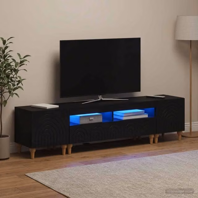 Mobile TV LED a 3 pezzi Nero Legno ingegnerizzato 3416495