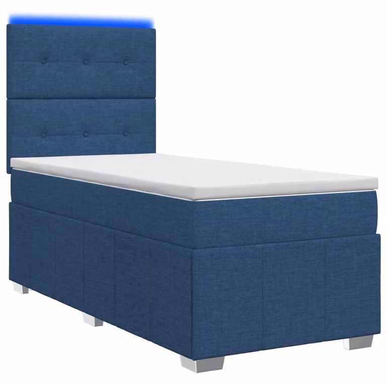 Letto boxspring LED con materasso blu 90 x 200 cm Tessuto