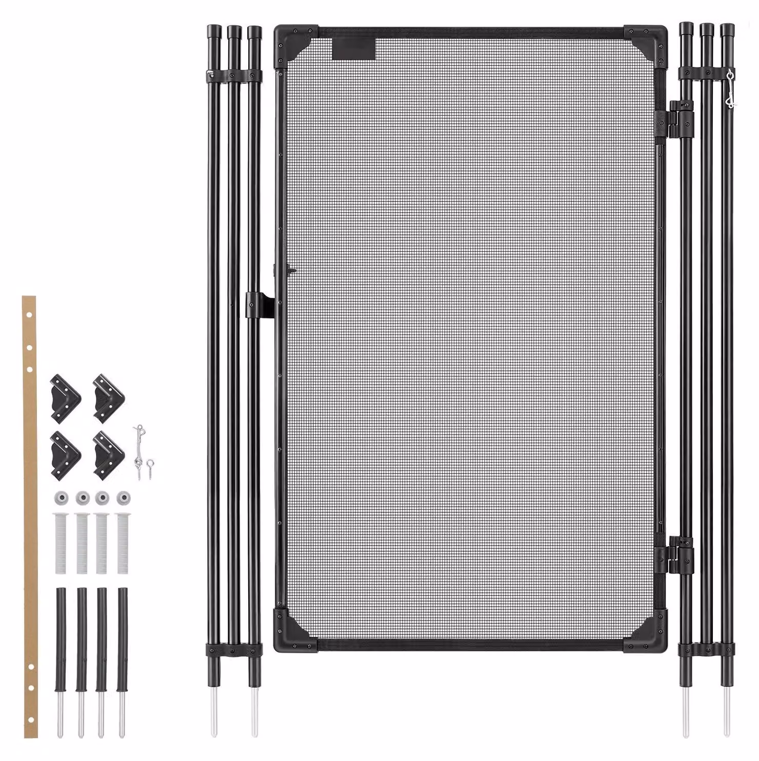 Cancello per piscina - Set cancello di sicurezza - Dimensioni 1,2 x 0,75 m - Chiudibile a chiave - Sicurezza per bambini - Catenaccio in metallo - Rete in PVC 352 g/m² - Per piscine - Nero