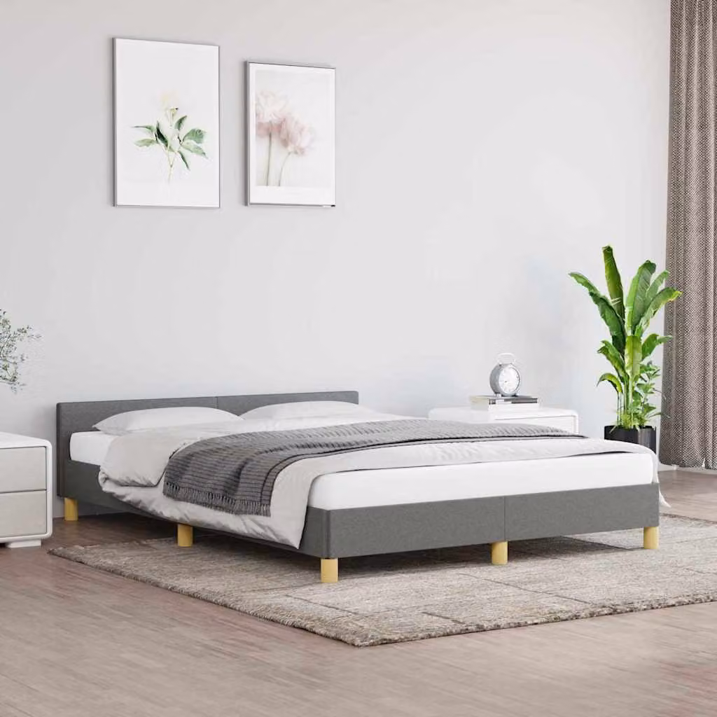 vidaXL Giroletto senza materasso in tessuto Grigio, L/P: 140 x 200 cm