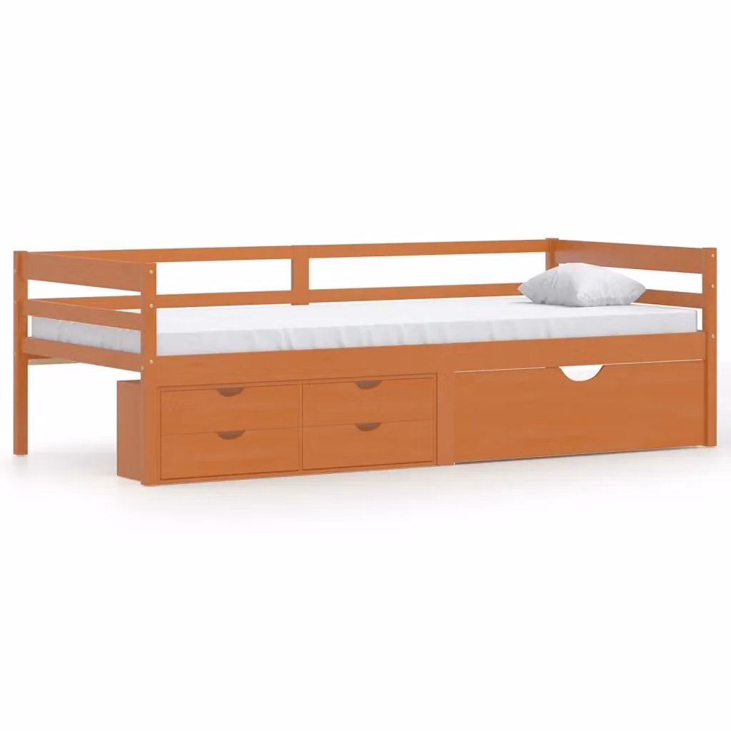 vidaXL Giroletto con Cassetti in Legno di Pino Marrone L/P/H: 200 x 90 x 65 cm – 2
