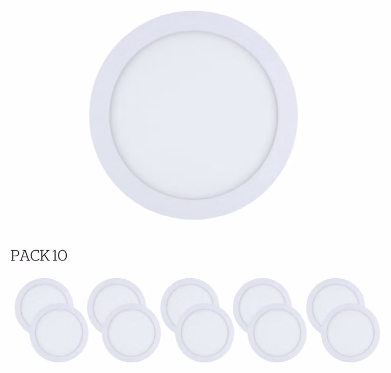 Easy Circular: 10 faretti a LED integrati, temperatura di colore 6000K, per illuminazione direzionale, con interruttore on/off, diametro 30 cm, colore bianco