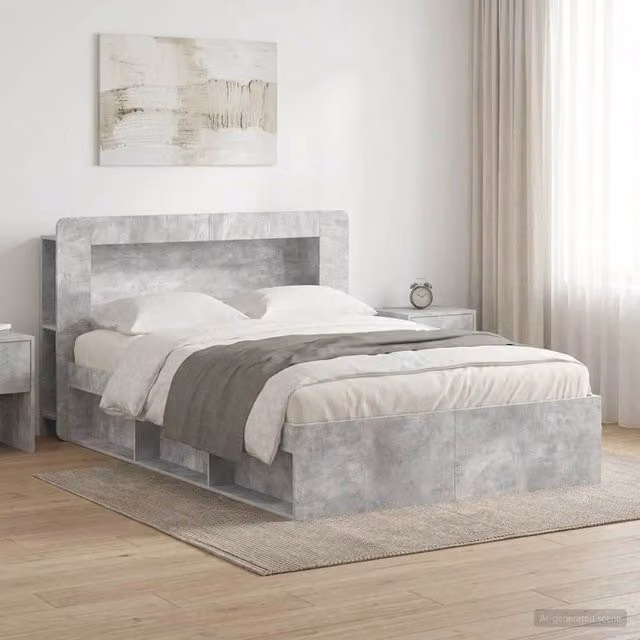 Telaio del letto con storage Grigio Cemento 140 x 190 cm 3433488