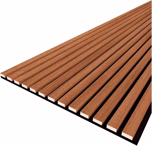 Set di 2 pannelli fonoassorbenti a doghe Bella Pro colore teak effetto legno