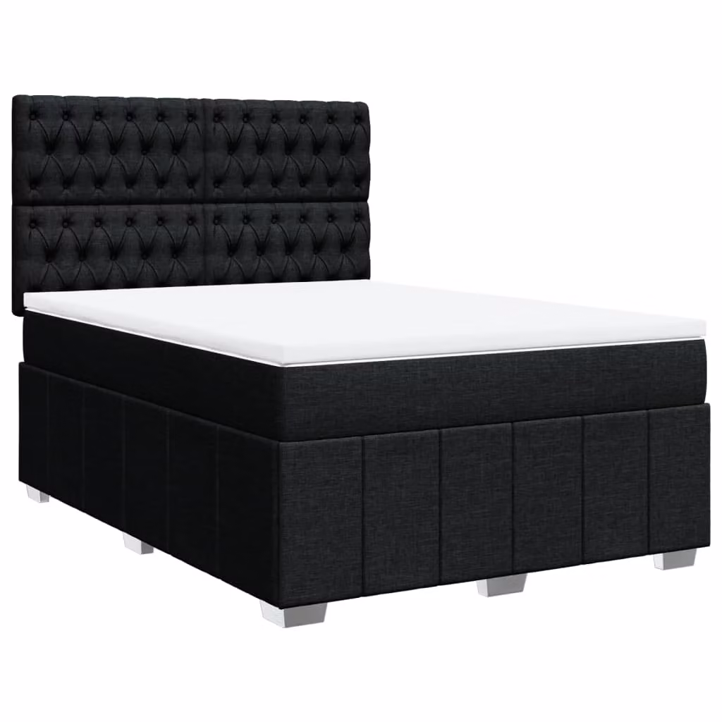 Giroletto a Molle con Materasso Nero 140x200 cm in Tessuto