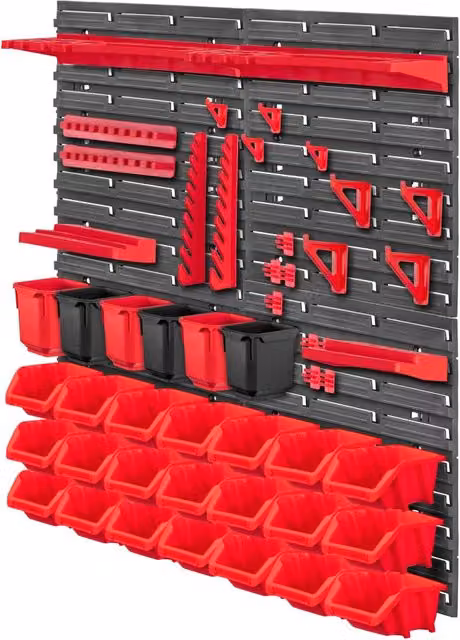 Pannello portautensili da parete KADAX per officina e garage, nero e rosso, L 78 cm x H 78 cm