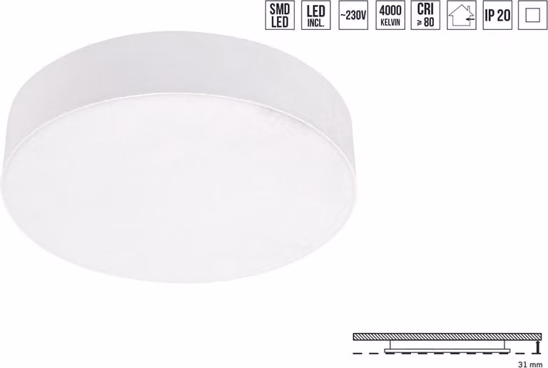 Plafoniera LED CANTO 6W,4000K, bianco Ø 100, W: 31