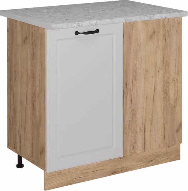 Mobile ad angolo cucina R-Line Bianco rustico/Rovere dorato 86 cm PL Marmo Vicco