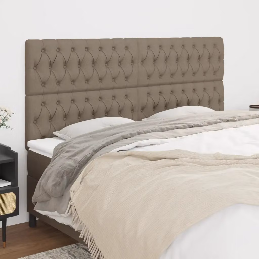 Testata per letto imbottita in tessuto beige L: 180 cm, P: 7 cm, H: 118/128 cm – 2