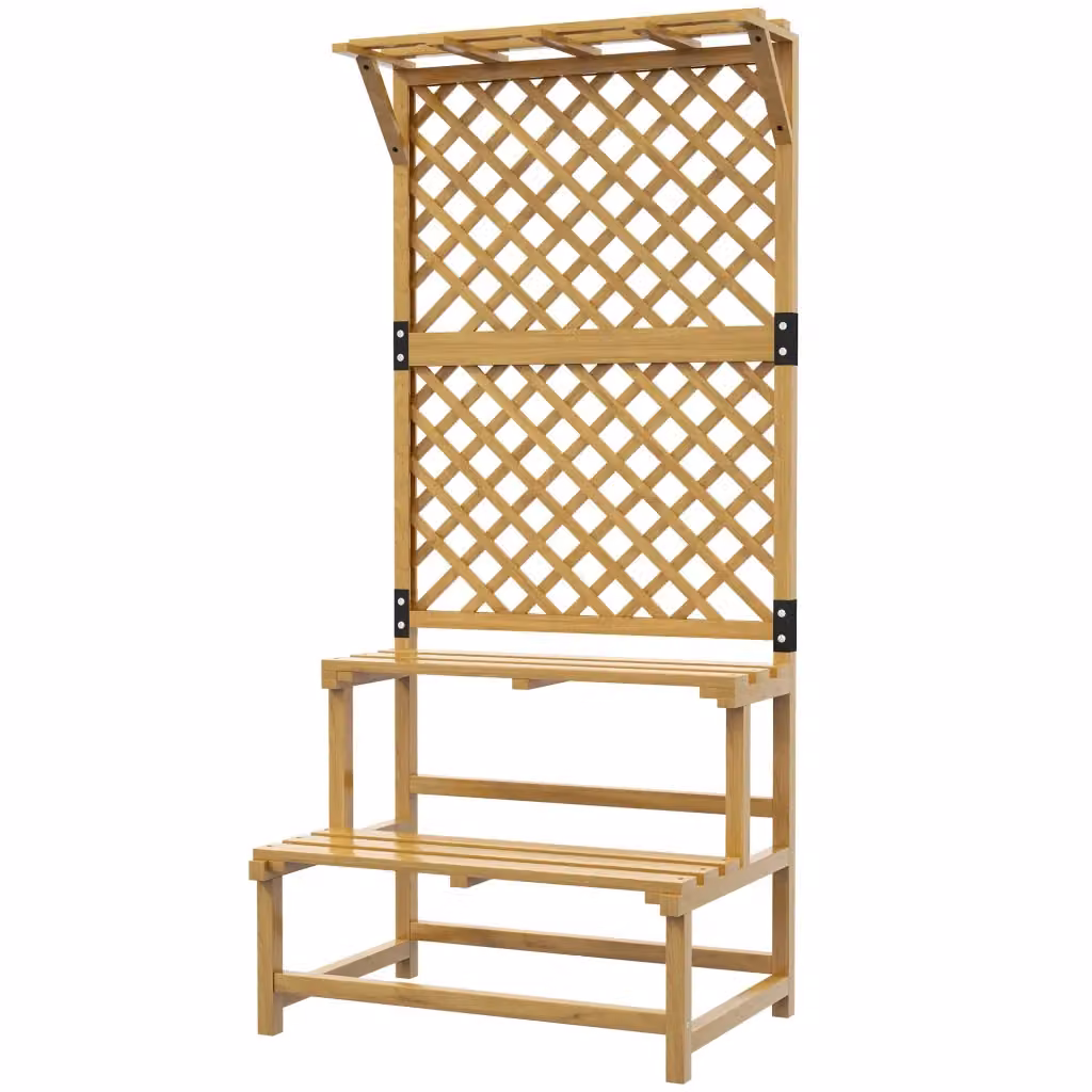 Scaffale per piante XYLO con 2 ripiani e graticcio in legno di abete giallo L: 75 cm, P: 50 cm, H: 166 cm – 2
