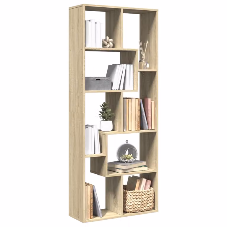 Libreria Divisorio vidaXL in Rovere Sonoma, Design Moderno e Geometrico, L: 67 cm, P: 25 cm, H: 161,5 cm