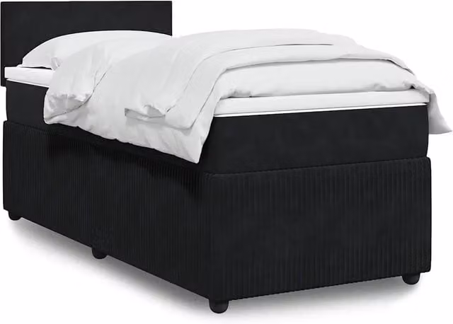 Giroletto a Molle con Materasso-Struttura Letto Nero 80x200 cm in Velluto 368234