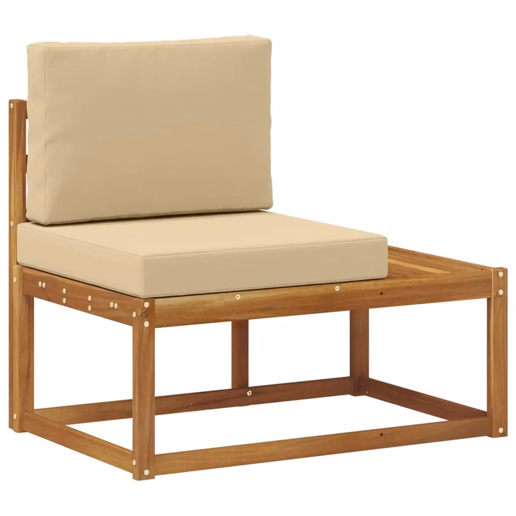 Divano da giardino moderno DESIGN IN in legno di acacia con cuscini beige e marroni L: 91 cm, P: 63 cm, H: 73 cm – 2