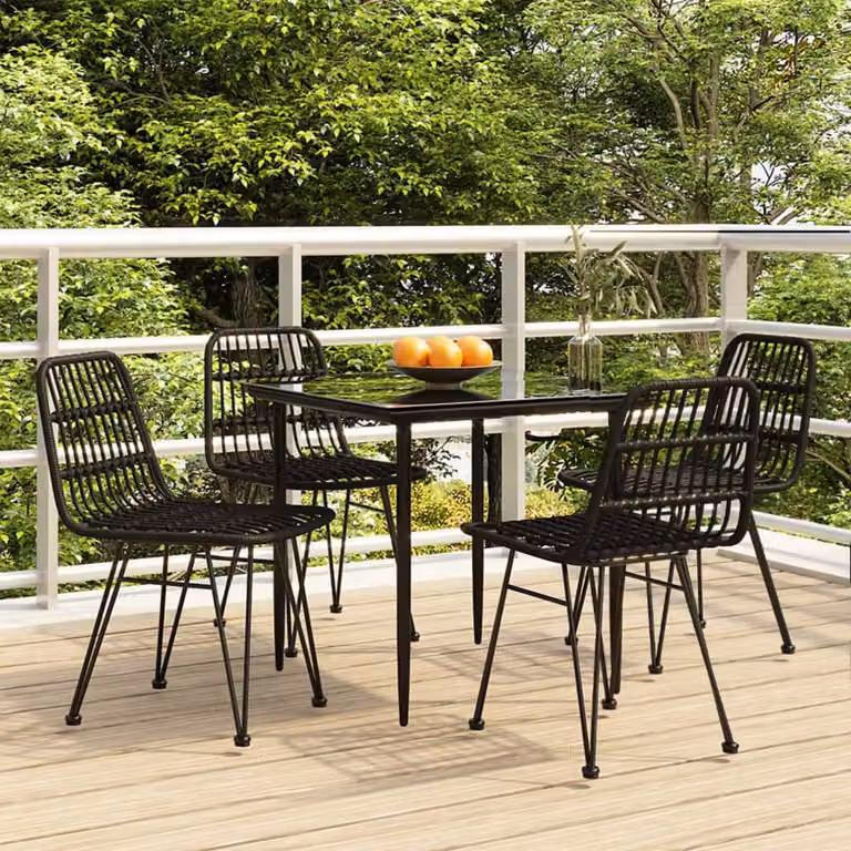 Maison Exclusive - Set da pranzo da giardino 5 pezzi in polyrattan nero