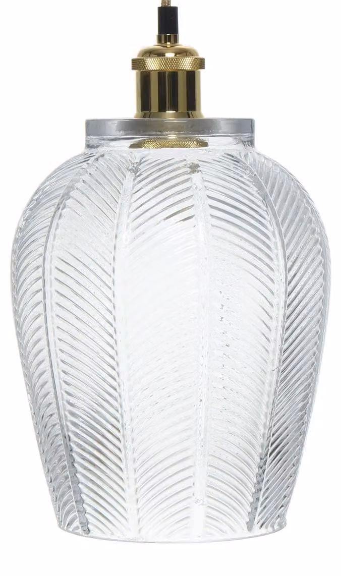 Lampada a sospensione Bianca in vetro azzurro decorato
