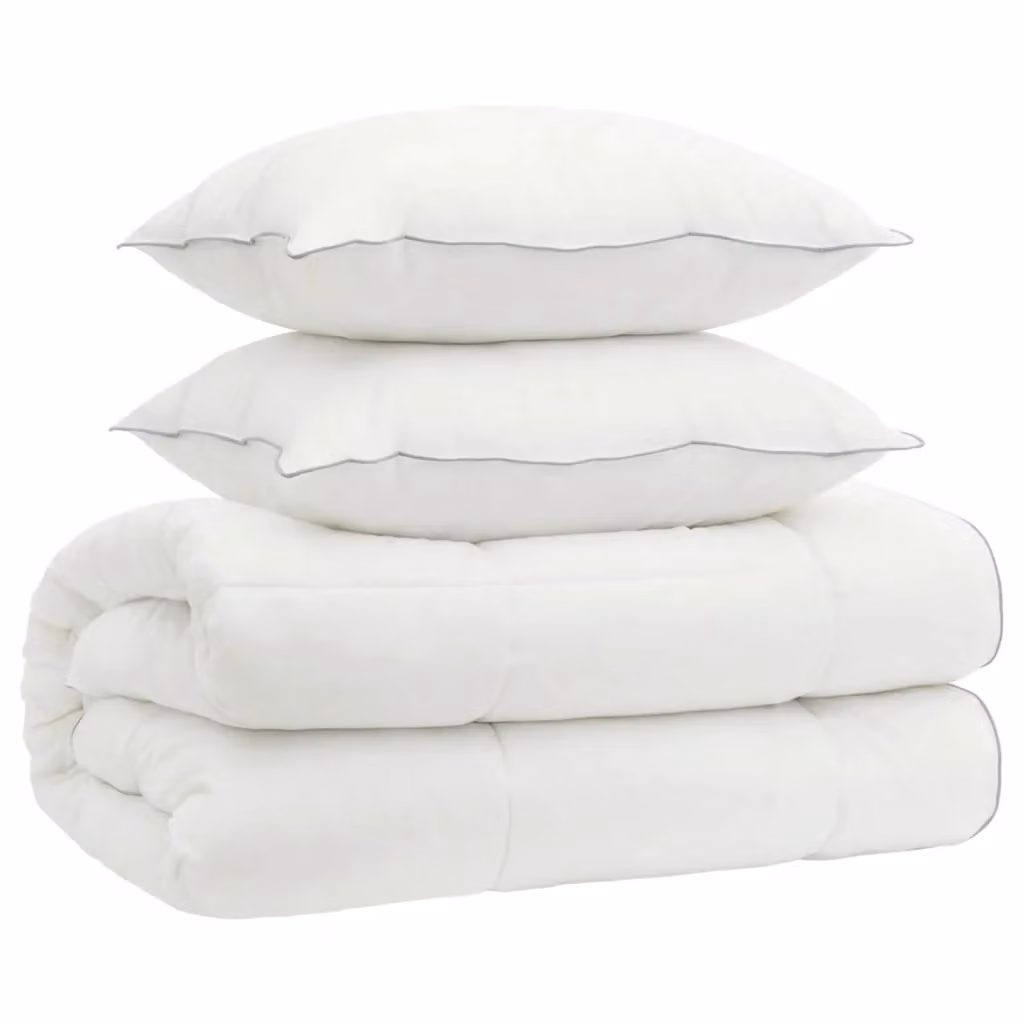 Set di piumone e cuscini 3 pz vidaXL 4 stagioni in microfibra e lana nuova, colore bianco – 2