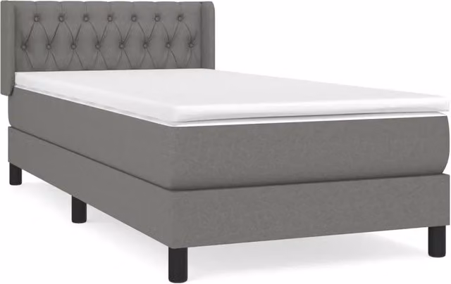 Letto singolo | Letto per adulti | Giroletto a Molle con Materasso Grigio Scuro 100x200 cm Tessuto