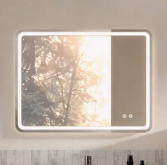 Specchio bagno LED dimmerabile antiappannamento con touch, montaggio orizzontale o verticale