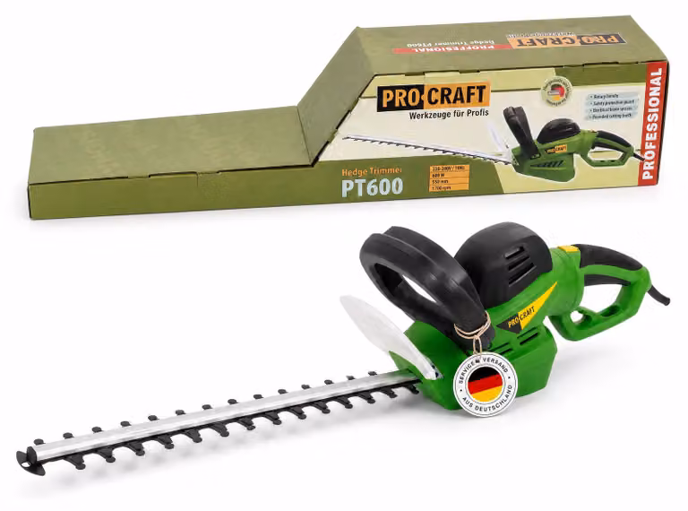 Tagliasiepi Procraft PT600 da 600 Watt, lunghezza di taglio 550 mm, spessore di taglio 20 mm