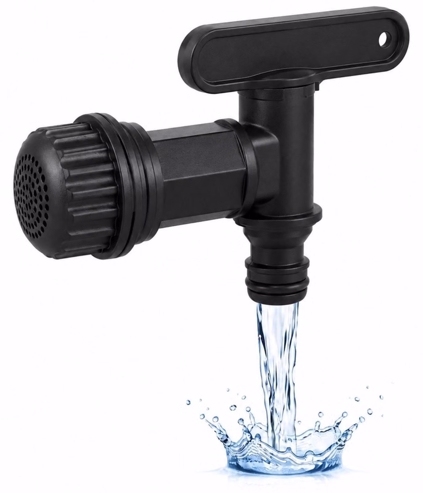 Scarico per serbatoio di raccolta dell'acqua piovana con filtro, da 3/4 di pollice, colore nero