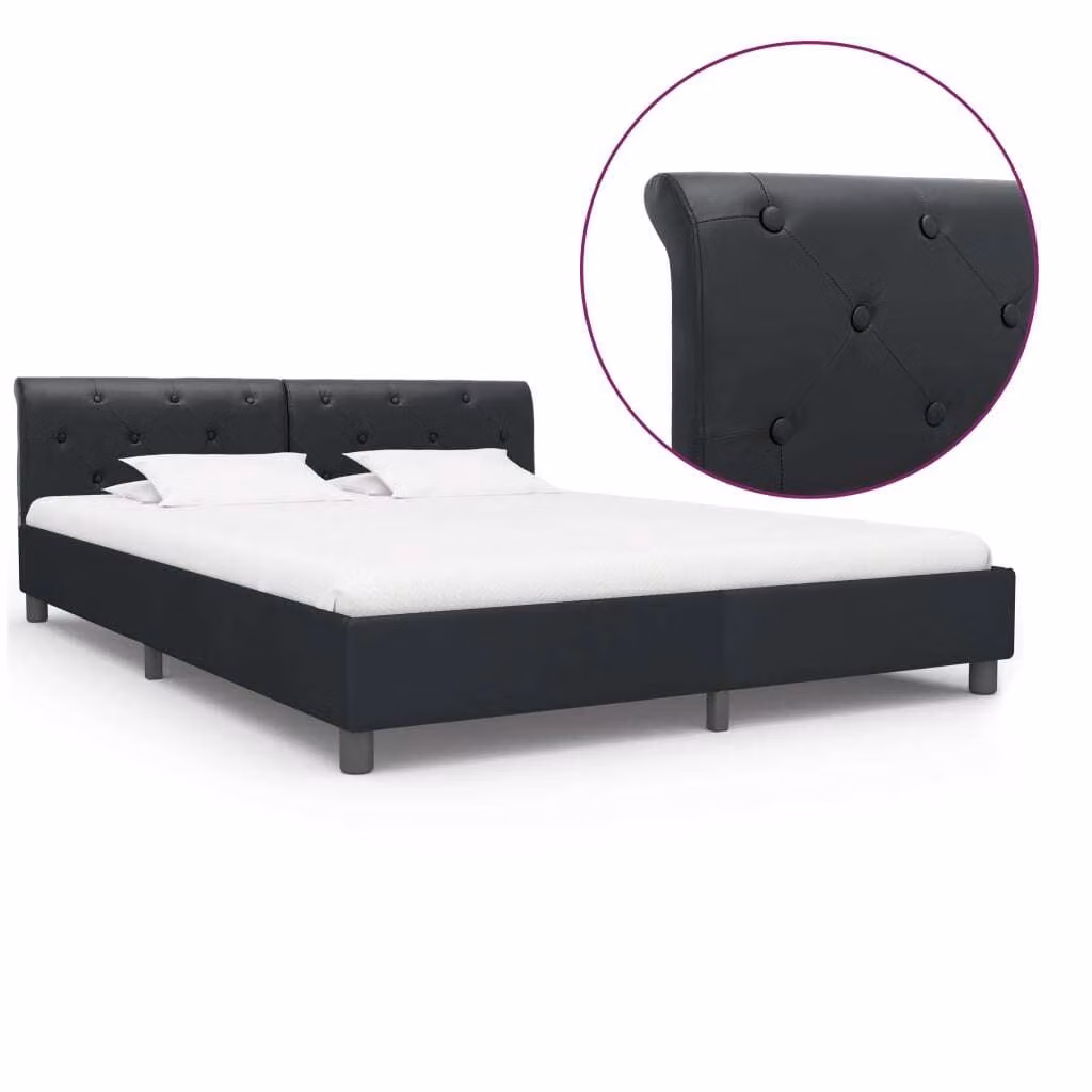 The Living Store Struttura letto in ecopelle nera 160 × 200 cm