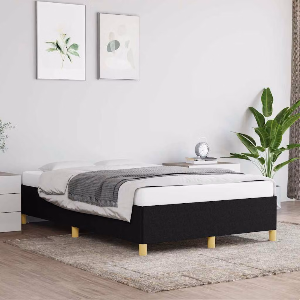 vidaXL Giroletto senza Materasso Nero in Tessuto con Struttura in Legno L/P/H: 120 x 200 x 193 cm