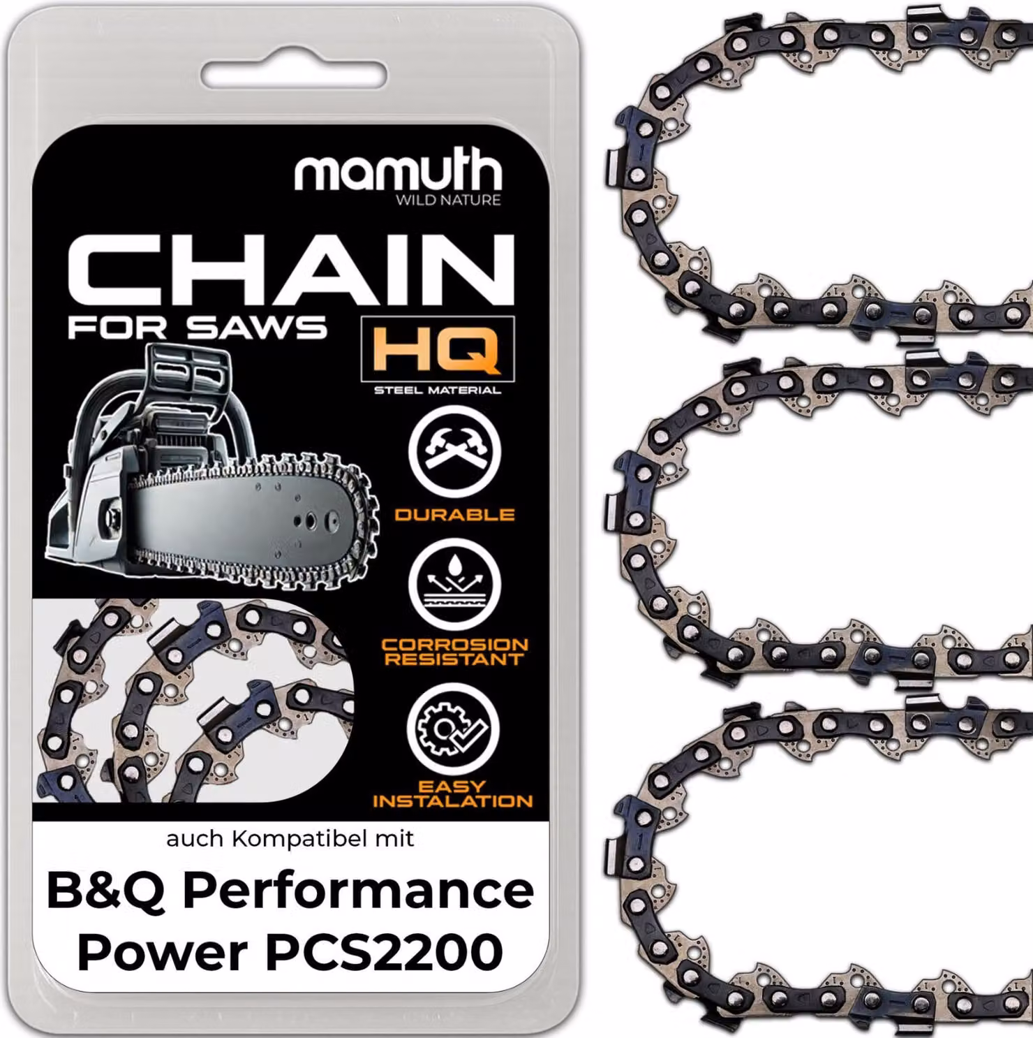 3 catene per motosega 45 cm 1,3 mm 3/8" 62TG per B&Q Performance Power PCS2200
