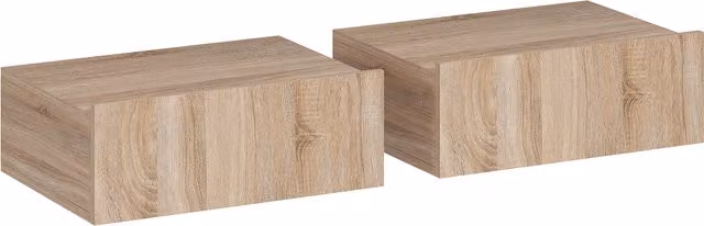 Set di 2 Comodini Sospesi Moderni HOMCOM in Legno Rovere, L 40 cm x P 30 cm x H 15 cm