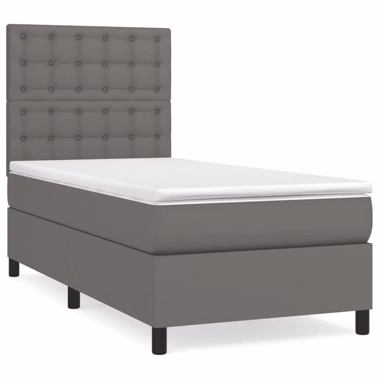 Giroletto a Molle con Materasso Grgio 80x200 cm in Pelle finta