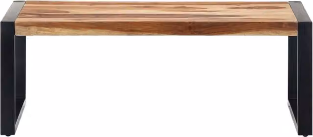 Tavolino da salotto rettangolare vidaXL in legno di acacia e metallo, stile rustico, marrone e nero, L 110 cm x P 60 cm x H 40 cm – 1