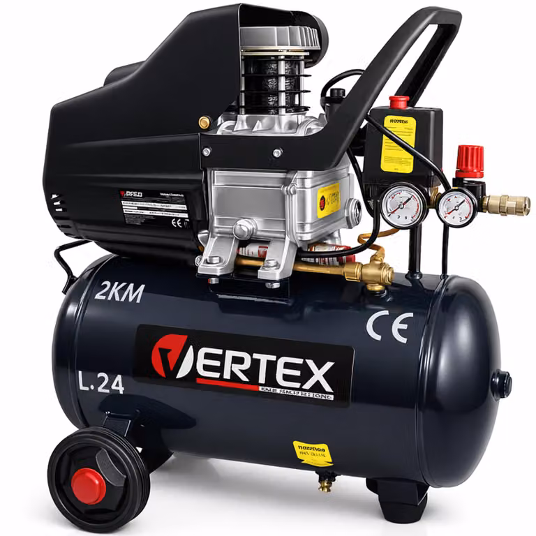 Compressore d’aria a olio, 1,5 kW, 2 CV, 8 bar, 24 litri, per pneumatici, utensili pneumatici, verniciatura e pittura