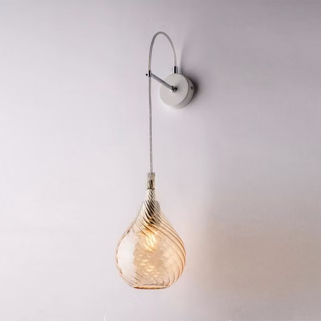 Applique Moderna Pluvia Bonetti Illumina in Metallo e Vetro Ambra Trasparente con Attacco E14