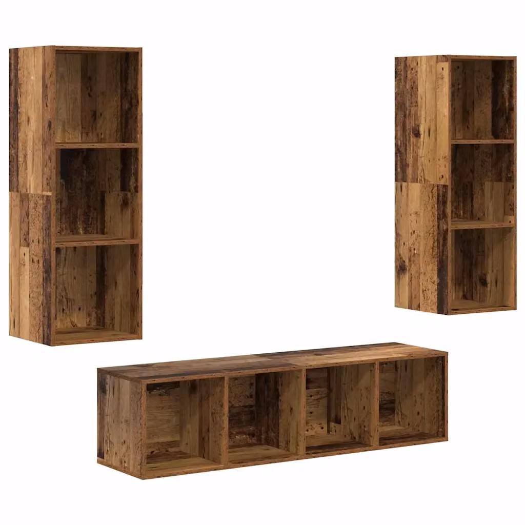 Set mobile TV moderno vidaXL in 3 pezzi color marrone con finitura opaca in legno e MDF – 2