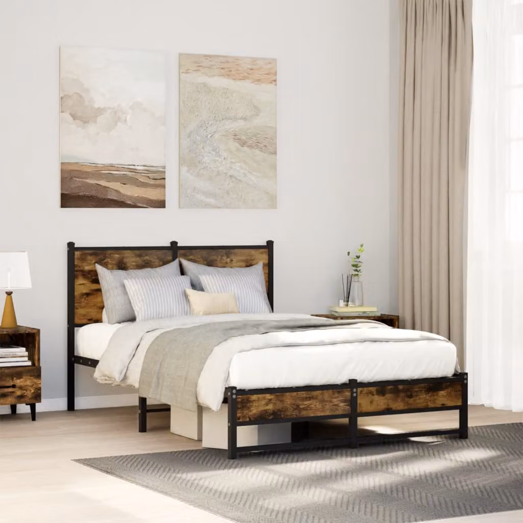 Giroletto in metallo vidaXL senza materasso colore marrone L 120 cm x P 200 cm – 1