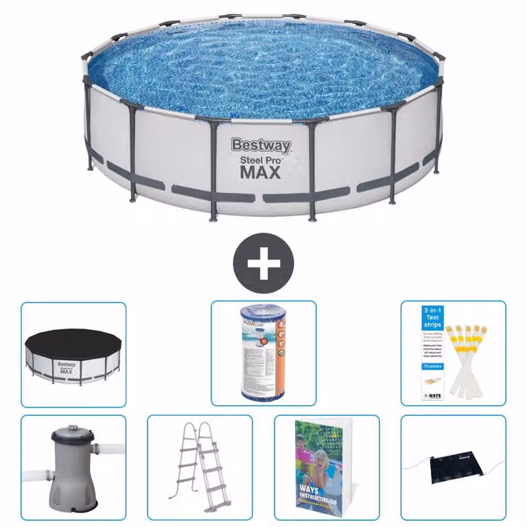 Bestway Steel Pro MAX, piscina in acciaio, forma rotonda - 427x122 cm - composta da 6 parti, modello S619