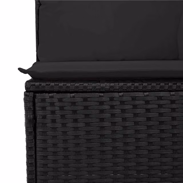 Set Divano da Giardino con cuscino 5 pz | Set Salotto da Giardino Nero Poly Rattan