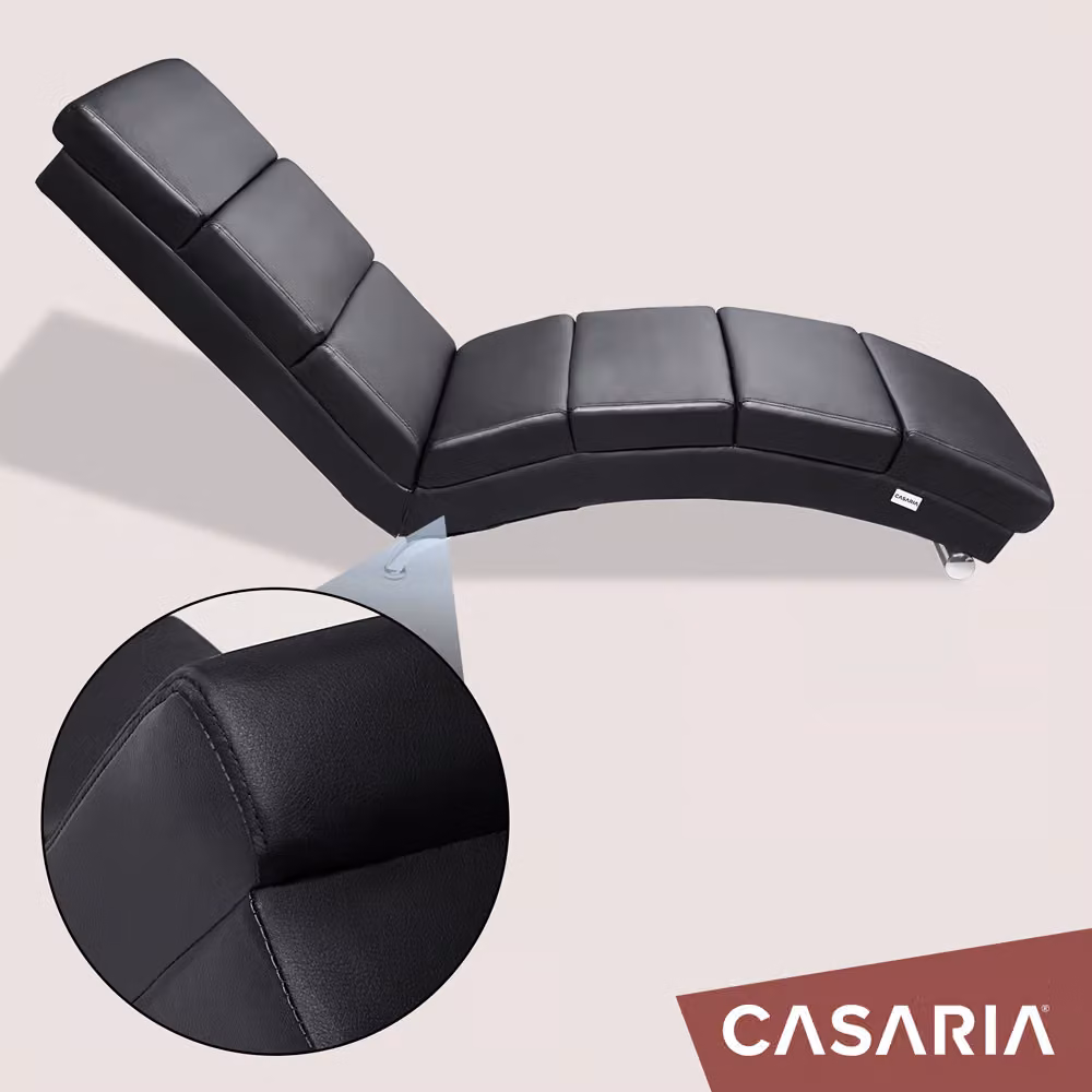Poltrona relax London Casaria nera in similpelle con braccioli e design ergonomico – 4