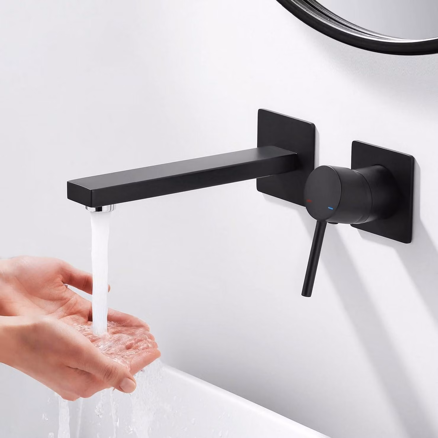 Miscelatore per lavabo da incasso, in ottone, colore nero, con attacchi G1/2"