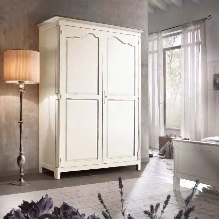 Armadio in legno stile arte povera con 2 ante shabby chic bianco Mobili 2G L: 157 cm, P: 60 cm, H: 217 cm – 2